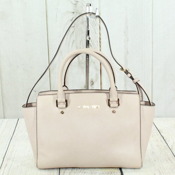 Michael Kors Handbags - Michael Kors Tan Leather Studded Top Handles Sling Satchel Handbag